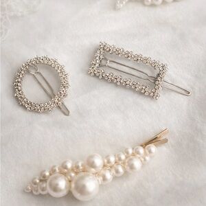 Elegant Silver and Pearl Hair Clip Set